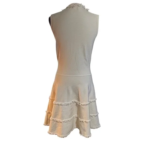Kate Spade White Sleeveless Fringe Trim Tiered Knit Fit and Flare Dress Medium - Picture 14 of 15